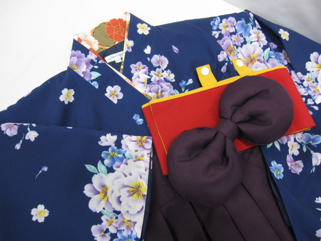 Catherine Cottage キャサリンコテージ HAKAST18 キッズ 袴セット 和装 紺 赤紫 刺繍 花柄 サイズ120